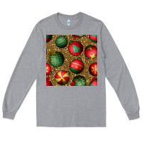 Heather Grey christmas ornaments and leopard seamless pattern Long Sleeve Tee - BundleAndBundleShop