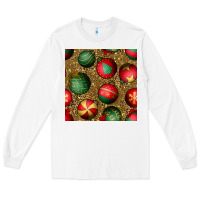 White christmas ornaments and leopard seamless pattern Long Sleeve Tee - BundleAndBundleShop