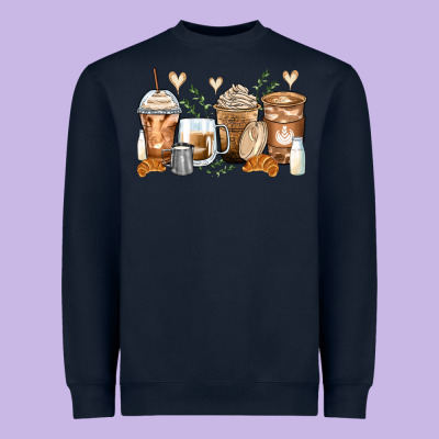 Latte Coffee Cups Heavyweight Sweatshirt Designed By Zillion Design Studio