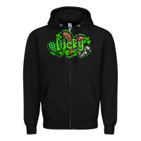 Black st patricks day lucky western hearts Zipper Hoodie - Artiststas