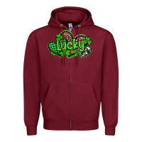 Burgundy st patricks day lucky western hearts Zipper Hoodie - Artiststas