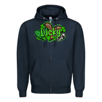Navy st patricks day lucky western hearts Zipper Hoodie - Artiststas