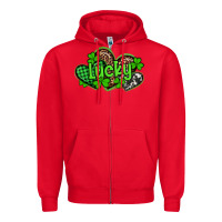 Red st patricks day lucky western hearts Zipper Hoodie - Artiststas