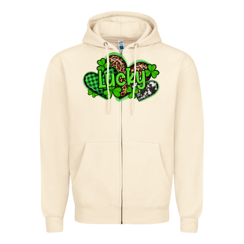 St Patricks Day Lucky Western Hearts Zipper Hoodie by Artiststas | Teevron
