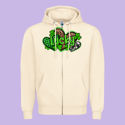 St Patricks Day Lucky Western Hearts Zipper Hoodie Designed By Artiststas