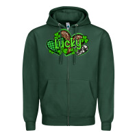 Sports Green st patricks day lucky western hearts Zipper Hoodie - Artiststas