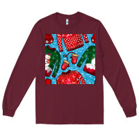 Burgundy christmas clothes seamless pattern Long Sleeve Tee - BundleAndBundleShop