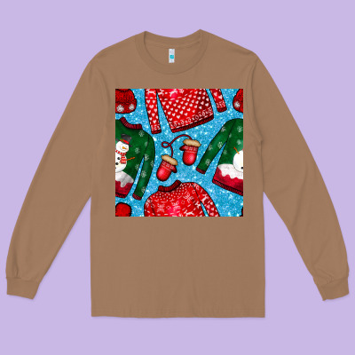 Christmas Clothes Seamless Pattern Long Sleeve Tee Designed By Bundleandbundleshop