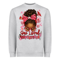 Heather Grey one loved supervisor afro messy bun Heavyweight Sweatshirt - texasbilliewilder