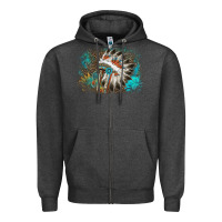 Charcoal Heather indian headress sunflower leopard Zipper Hoodie - AdoDesignShop