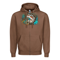 Chestnut indian headress sunflower leopard Zipper Hoodie - AdoDesignShop