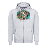Heather Grey indian headress sunflower leopard Zipper Hoodie - AdoDesignShop