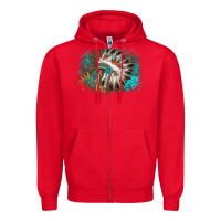 Red indian headress sunflower leopard Zipper Hoodie - AdoDesignShop