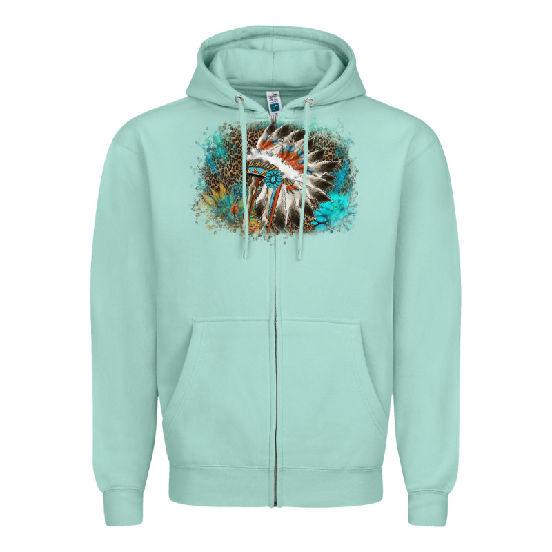 Indian Headress Sunflower Leopard Zipper Hoodie by AdoDesignShop | Teevron