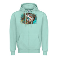 Seafoam indian headress sunflower leopard Zipper Hoodie - AdoDesignShop