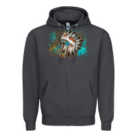 Smoke indian headress sunflower leopard Zipper Hoodie - AdoDesignShop