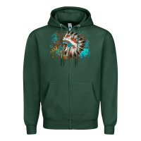 Sports Green indian headress sunflower leopard Zipper Hoodie - AdoDesignShop