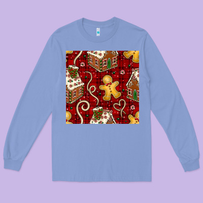 Christmas Gingerbread Cookie House Seamless Pattern Long Sleeve Tee Designed By Bundleandbundleshop