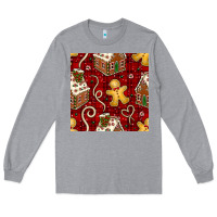 Heather Grey christmas gingerbread cookie house seamless pattern Long Sleeve Tee - BundleAndBundleShop