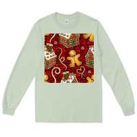 Matcha christmas gingerbread cookie house seamless pattern Long Sleeve Tee - BundleAndBundleShop