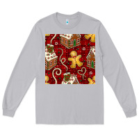 Moon Dust christmas gingerbread cookie house seamless pattern Long Sleeve Tee - BundleAndBundleShop