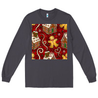 Smoke christmas gingerbread cookie house seamless pattern Long Sleeve Tee - BundleAndBundleShop