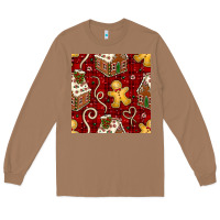 Toasted Coconut christmas gingerbread cookie house seamless pattern Long Sleeve Tee - BundleAndBundleShop