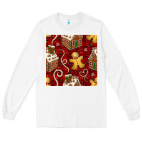White christmas gingerbread cookie house seamless pattern Long Sleeve Tee - BundleAndBundleShop