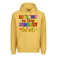 Antique Gold celebrate pride with colorful text Premium Hoodie - LillyAllenDesigns