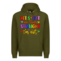 Army Green celebrate pride with colorful text Premium Hoodie - LillyAllenDesigns