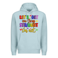 Blue Mist celebrate pride with colorful text Premium Hoodie - LillyAllenDesigns