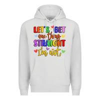 Dove Grey celebrate pride with colorful text Premium Hoodie - LillyAllenDesigns