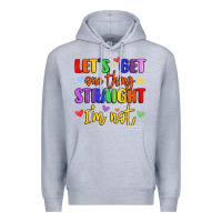Heather Grey celebrate pride with colorful text Premium Hoodie - LillyAllenDesigns