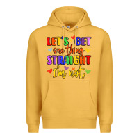 Mustard celebrate pride with colorful text Premium Hoodie - LillyAllenDesigns