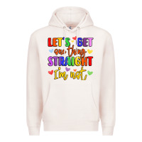 Pale Pink celebrate pride with colorful text Premium Hoodie - LillyAllenDesigns