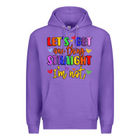 Purple celebrate pride with colorful text Premium Hoodie - LillyAllenDesigns