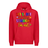 Red celebrate pride with colorful text Premium Hoodie - LillyAllenDesigns