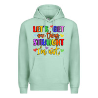Seafoam celebrate pride with colorful text Premium Hoodie - LillyAllenDesigns