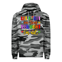 Slate Camo celebrate pride with colorful text Premium Hoodie - LillyAllenDesigns