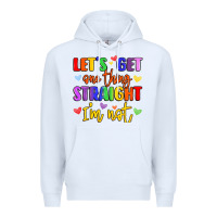 White celebrate pride with colorful text Premium Hoodie - LillyAllenDesigns