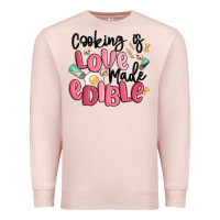 Pale Pink cooking is love made edible Premium Sweatshirt - MaliasSmallBusiness