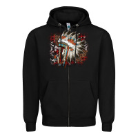 Black İndian Headress Cowhide Zipper Hoodie - AdoDesignShop