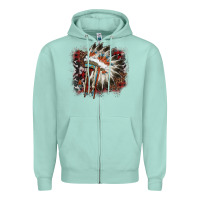 Seafoam İndian Headress Cowhide Zipper Hoodie - AdoDesignShop