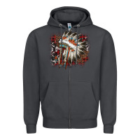 Smoke İndian Headress Cowhide Zipper Hoodie - AdoDesignShop