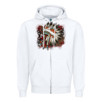 White İndian Headress Cowhide Zipper Hoodie - AdoDesignShop