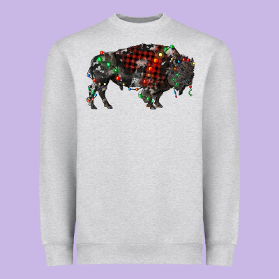 Christmas Bison Heavyweight Sweatshirt Designed By Ranaportraitstore