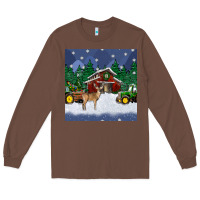 Chestnut christmas town and farm tractor seamless pattern Long Sleeve Tee - BundleAndBundleShop
