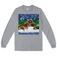 Heather Grey christmas town and farm tractor seamless pattern Long Sleeve Tee - BundleAndBundleShop