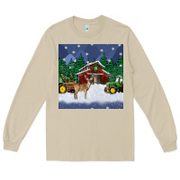 Mushroom christmas town and farm tractor seamless pattern Long Sleeve Tee - BundleAndBundleShop