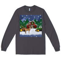 Smoke christmas town and farm tractor seamless pattern Long Sleeve Tee - BundleAndBundleShop